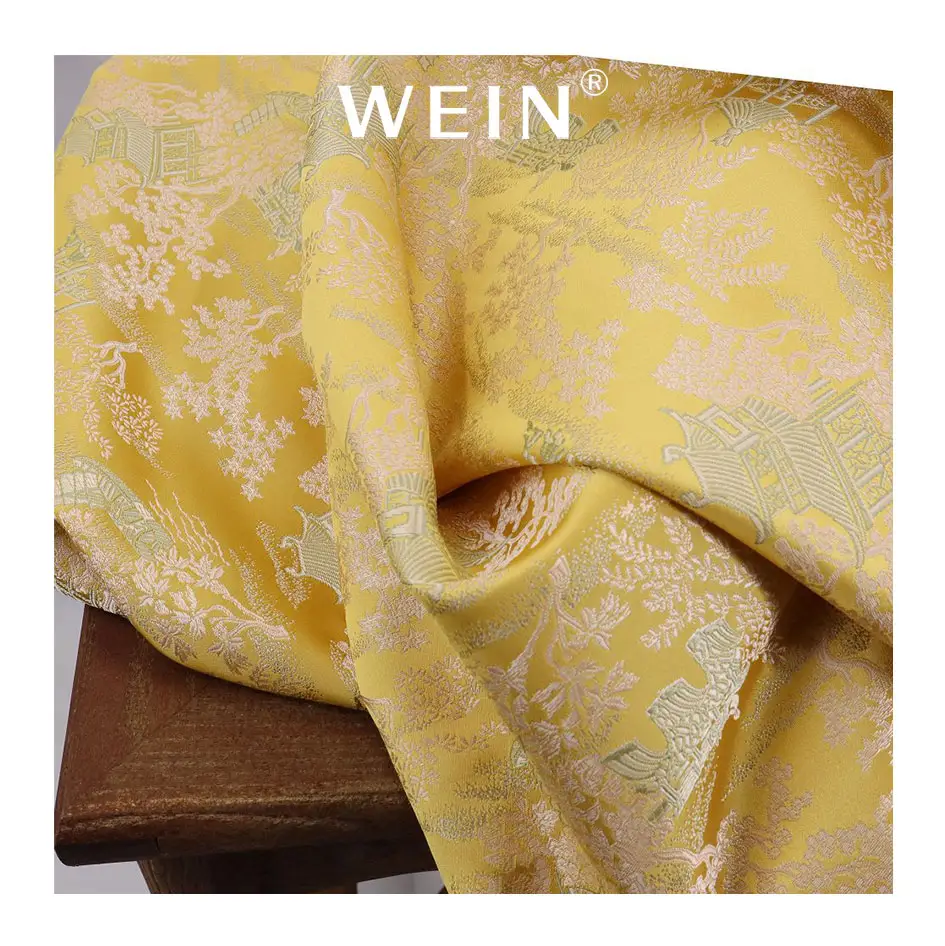 WI-ZP Hot Sale Silk Satin Fabric 100% Polyester Jacquard Brocade Fabric for Clothing Dresses
