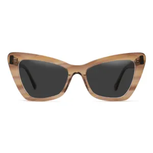 2023 Futuristic Fashion Unisex Modern Trendy Black Cat Eye Shades UV400 Custom Logo Oversized Acetate Polarized Sunglasses