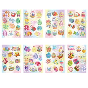 Pegatinas de Pascua con Dibujos Animados de Conejitos y Huevos, Impermeables, Autoadhesivas, para Niños, Papelería, 11x16cm, 2 por Hoja, Estilo Adorable - Product Image 5