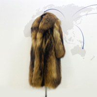 Manteau long en fourrure de raton laveur de style russe - Manteau d'hiver épais et résistant pour femmes en fourrure véritable