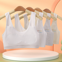 Soutien-gorge côtelé doux pour filles, imprimé ours de dessin animé, bretelles fines, bonnets fixes non amovibles, confortable et respirant