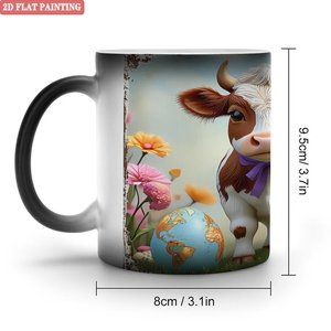 Tasse magique 11oz en céramique noire givrée, changeant de couleur à la chaleur, pour thé et café, camping, voyage, portable - Product Image 2