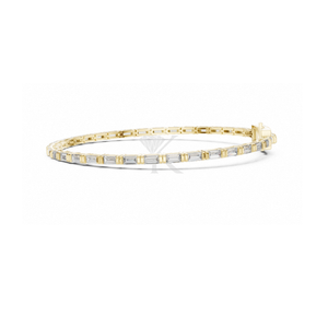 Bracelet barre baguette diamant East West avec diamants de laboratoire en or jaune, bracelet tennis, bijoux minimalistes à superposer - Product Image 2