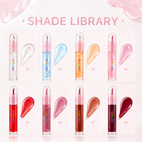Buat Logo Anda Sendiri 8 Warna Glossy Gel Lip Gloss Makeup Tahan Lama Melembapkan Lipgloss Lip Balm Lip Glaze Label Pribadi