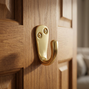 Gancho de Puerta de Latón de Lujo, Estilo Vintage Contemporáneo, con Doble Orificio para Tornillos, Diseño Duradero para Montaje en Pared, de la India - Product Image 4