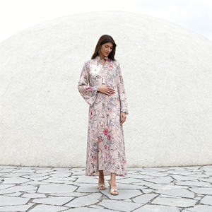 Abaya en polyester élégante et haut de gamme avec strass thermocollants pour femmes musulmanes, tenue de soirée personnalisée, vente en gros - Product Image 2