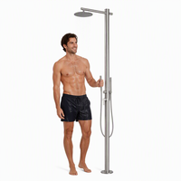 Douche extérieure double fonction LANO en acier inoxydable 304 brossé avec pommeau de pluie de 12 pouces