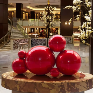 아르데코 스타일 보석 레드 스테인리스 스틸 원형 볼 홈 데코 천장 장식 볼 - Product Image 1