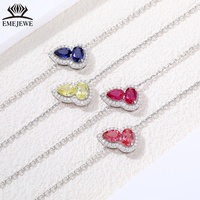 Bracelet chaîne en argent S925 EMEJEWE avec saphir coloré, pierre précieuse ovale sertie griffe, bijou romantique pour soirée