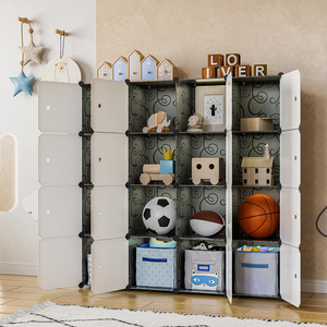 Easy to Assemble DIY Modern Extendable Plastic Folding Wardrobe with Black Frame and White Door Portable Home <b>Storage</b> - Product Image 4