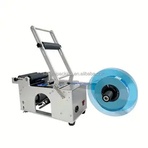Top sale semi-automatic can round bottle adhesive labeling machine sticker