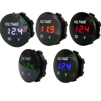 Voltmètre Ampèremètre Numérique LED DC 12V 24V Étanche pour Bateau, Marine, Moto, UTV et Voiture - Indicateur de Tension Basse Rond
