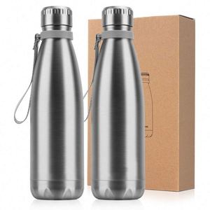 Stainless Steel Vacuum Water <b>Bottle</b> 500ml Double Wall Insulated Travel Flask With Rope Blue Minimalist Design - Product Image 4