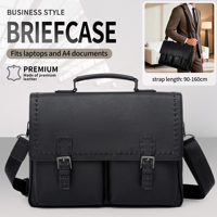 Sac à main classique multi-poches grande capacité, sacoche d'affaires de luxe faite à la main pour homme, sac à bandoulière en cuir PU