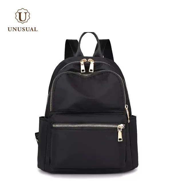 Mini sac à dos en nylon, noir clair, avec logo personnalisé, étanche,
