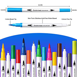 Stylos à pointe double personnalisés à bas prix, marqueurs d'art pour enfants et adultes, coloriage, livre de coloriage, ensemble de stylos fins et à pointe pinceau - Product Image 2