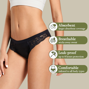 Culotte menstruelle en coton biologique pour femmes, en tissu de bambou antibactérien naturel, pour flux abondants, étanche - Product Image 4