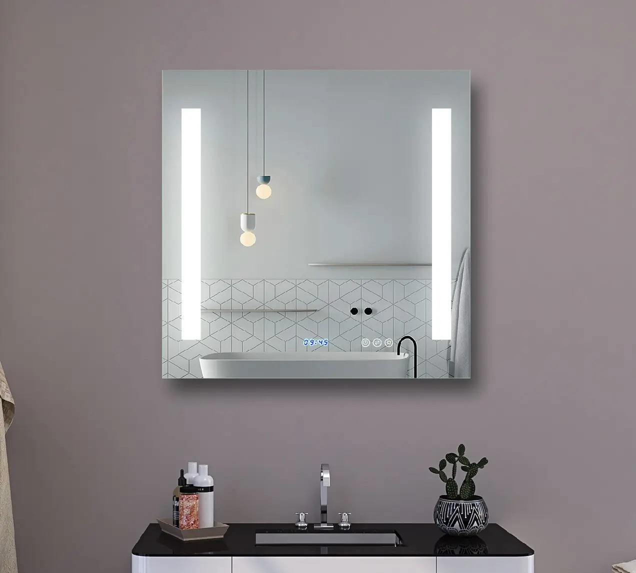 Manufacture Digital Clock Bath Led Mirror LED Light Backlit Touch Screen Smart Wall Bathroom Mirror