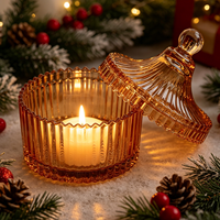 Vente directe usine – Pot en verre transparent à rayures verticales de 75 ml, 250 ml, 500 ml, vide, pour bougies, cadeaux de fêtes et rangement de bonbons