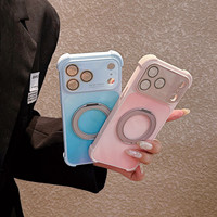 Coque de téléphone en acrylique dégradé avec support magnétique rotatif à 360 degrés pour iPhone 17 16 15 14 Pro, design anti-chute à quatre coins