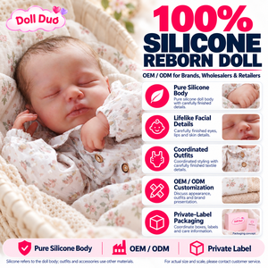 Muñeca Reborn de Silicona de Cuerpo Completo de 18 Pulgadas, Personalizada, con Traje Floral Blanco, Muñeca Bebé Dormida, Juguete Suave Educativo para Navidad - Product Image 1