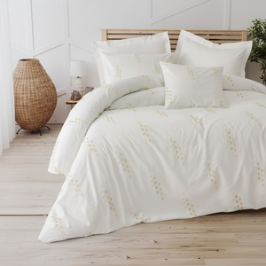 Ensemble de housse de couette double en coton Box Twirly Feya Beige avec motif floral brodé pour usage domestique - Product Image 3
