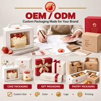 Boîtes de transport longues personnalisées pour gâteaux, en carton, avec fenêtre transparente, poignée, recyclables, pour emballage de desserts à emporter en boulangerie