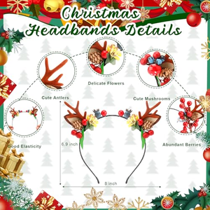 Serre-têtes de Noël en gros pour enfants : Bandeaux de Père Noël, bois de renne, oreilles d'elfe, cornes pour bébés et enfants - Noël Navidad - Product Image 3