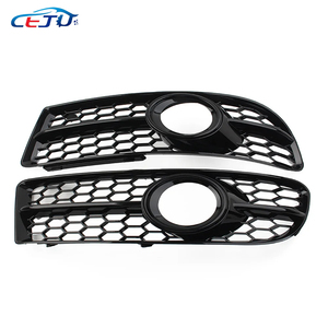 Brillant noir argent ABS nid d'abeille voiture pare-chocs avant grilles latérales Grille antibrouillard capuchons pour <span class=keywords><strong>Audi</strong></span> A4 <span class=keywords><strong>S4</strong></span> <span class=keywords><strong>B7</strong></span> 8E 8H 2005-2007 - Product Image 5