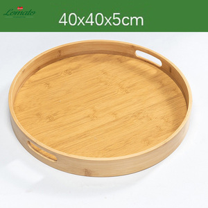 Bandeja Redonda Premium de Bambú con Asas para Servir, Bandeja Natural de Bambú para Frutas y Té, para Hogar, Hotel, Cafetería, Venta al por Mayor, Pedidos al por Mayor - Product Image 6