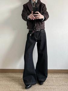 Men <strong>Moleskin</strong> Blend <strong>Jeans</strong> Soft Brushed Surface Denim Pants Straight Fit Winter Warm Trousers Cozy Supplier - Product Image 2