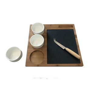 Planche à fromage en bambou avec insert en ardoise et bols de service pour les fêtes à domicile - Product Image 5