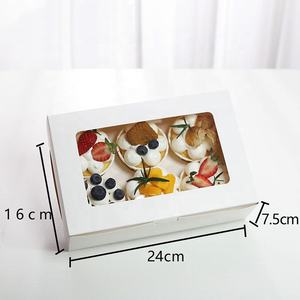 Картонный белый торт на заказ с окном упаковочная коробка для крафт-бумаги десертная коробка <span class=keywords><strong>2</strong></span> 4 6 12 отверстий коробки для кексов - Product Image 4