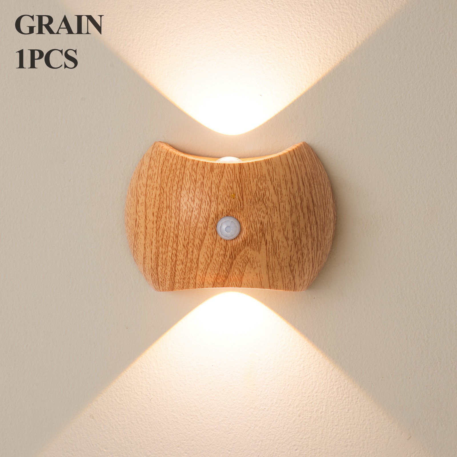 Luz variable tricolor con veta de madera.