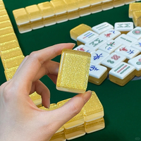 Jeu de Mahjong en Acrylique Doré Personnalisé et Gravé, Pliable, Style Moderne, 144, 156 ou 166 Tuiles pour Loisirs et Divertissement à Domicile
