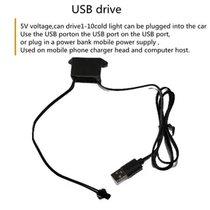 Lámpara Decorativa LED para Interior de Coche de 1M, Tira de Neón con Cable EL para Automóvil, Luz Ambiental Flexible para DIY, Diodo USB para Ambiente de Fiesta - Product Image 3