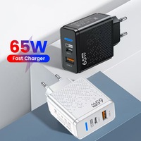Chargeur USB 65W PD USB C à Charge Rapide, Adaptateur Secteur pour Téléphone Mobile Compatible iPhone, Bloc Chargeur Mural Quick Charge 3.0 (12W Max)