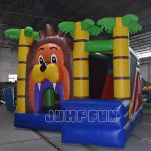 2024 caliente 5x4x4 metros aire inflar León Castillo niños jugar aire inflar tobogán León Casa <span class=keywords><strong>de</strong></span> salto JUMPFUN - Product Image 2