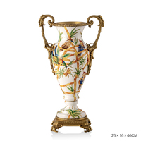 Vintage fleur et oiseau motif décor à la maison luxe cuivre porcelaine Vase pot plateau ornements de haute qualité intérieur décoration de la maison