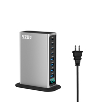520W GaN Masaüstü Hızlı Şarj Cihazı 4C4A 100W USB-C PD QC3.0 Telefon/Tablet/Kamera Şarj İstasyonu MacBook/iPhone/Dizüstü Bilgisayarlar için