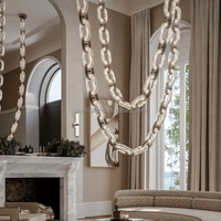 Lustre en laiton massif Alabaster pour hôtel, suspension de luxe pour escalier haut, luminaire suspendu pour plafond haut, décoration intérieure
