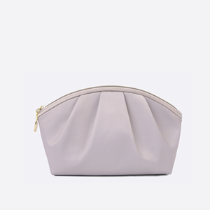 Pleated Gift Cosmetic Bag Gold-Tone Zipper Satin Beauty Bag Quality Guarantee Custom Luxury Travel Cosmetic Pouch Polyester - Product Image 4