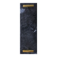 Plateau de service rectangulaire en marbre noir d'Inde avec poignée en métal, logo personnalisé, style nordique