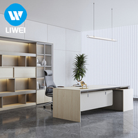 LIWEI Bureau de direction moderne et élégant en panneaux de bois, ensemble de mobilier de bureau extensible, durable et au design ergonomique
