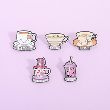Pin logam Enamel lucu kepribadian untuk kedai kopi hadiah promosi cangkir kopi kancing lencana Pin kancing lencana - Product Image 5