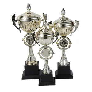 Yiwu Collection metal cup and plastic stem football trophy metal trophy cup custom metal golden wholesale trophies and plaques