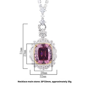 High Quality 20*23mm Rectangle Cut Cubic Zirconia Polished Eco-friendly <b>Copper</b> Jewelry Latest Necklace Designs for Women Party - Product Image 6