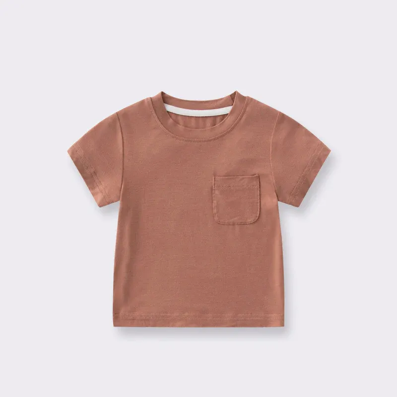 Camiseta de bebê de bambu orgânico personalizada para crianças, camiseta infantil de cores neutras, camisa de bebê, roupas para recém-nascidos