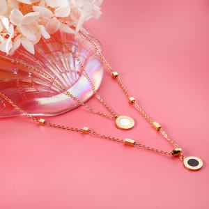 Collar con Colgante de Concha Natural y Múltiples Cadenas Redondas Chapadas en Oro de 18K al por Mayor para Mujer - Product Image 2