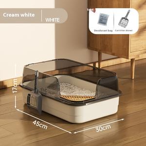 Bassin à litière <span class=keywords><strong>pour</strong></span> chat ouvert semi-fermé surdimensionné haute clôture facile à nettoyer anti-éclaboussures caractéristique fournitures <span class=keywords><strong>pour</strong></span> animaux de compagnie chiens en plastique PP durable - Product Image 3